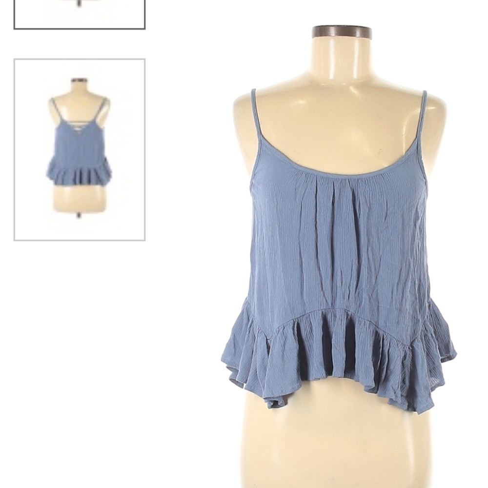 Rue21 tank top light blue ruffles VGUC open back